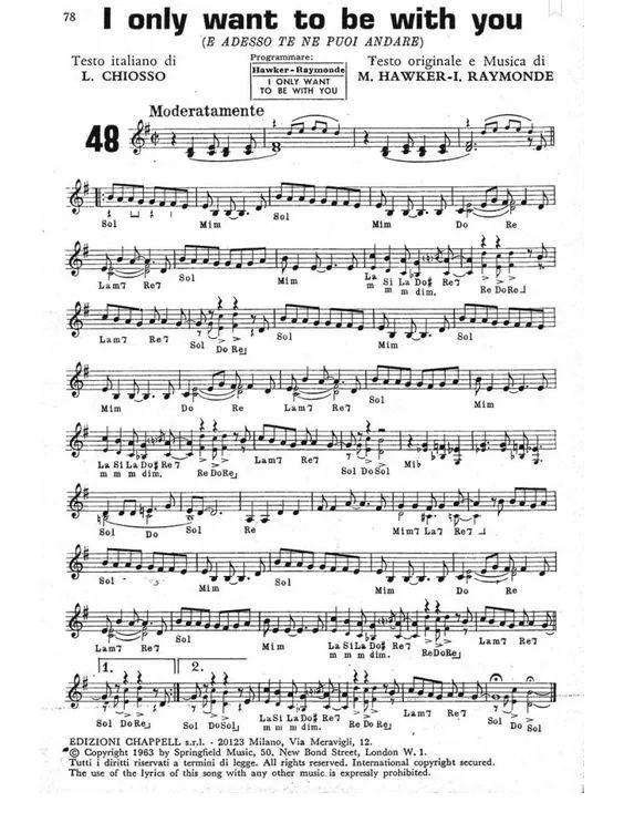 télécharger la partition d'accordéon I only want to be with you (Dusty Springfield) (E adesso te ne puoi andare) (The Surfs) (Swing Madison) au format PDF