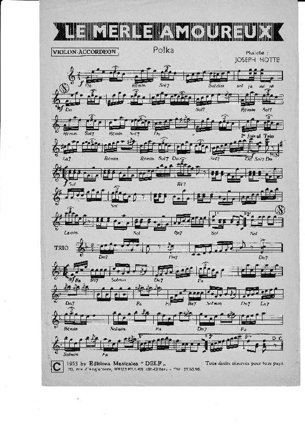 télécharger la partition d'accordéon Le merle amoureux (Polka) au format PDF