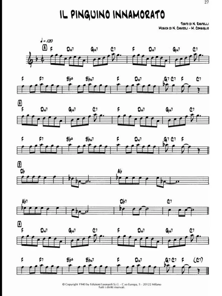 télécharger la partition d'accordéon Il pinguino innamorato (Chant : Trio Lescano ft Silvana Fioresi) (Swing Madison) au format PDF