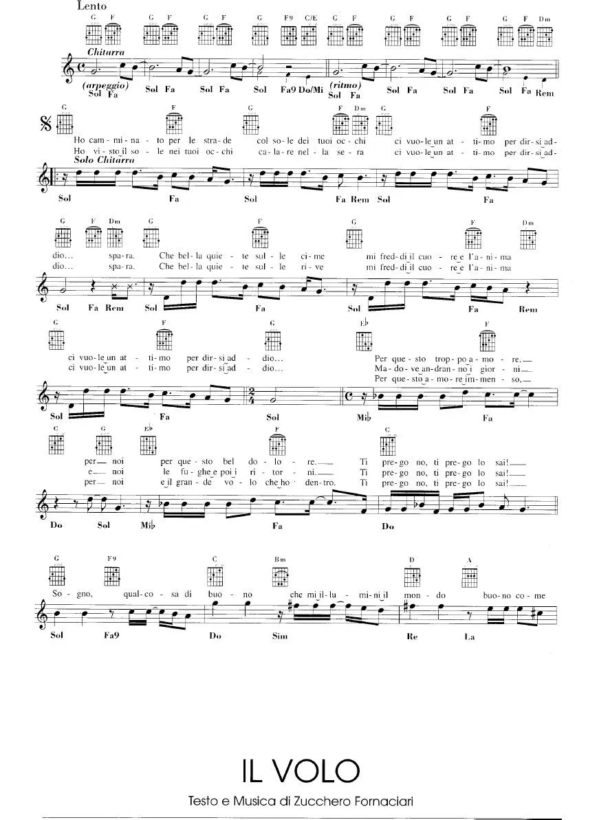 télécharger la partition d'accordéon Il volo (Slow) au format PDF