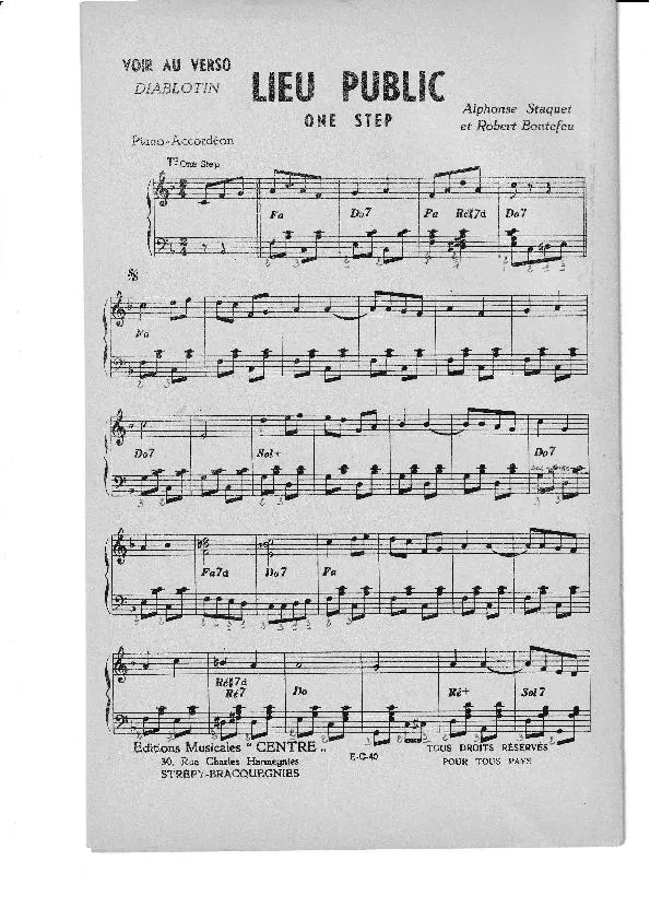 télécharger la partition d'accordéon Lieu Public (Orchestration) (One-Step) au format PDF