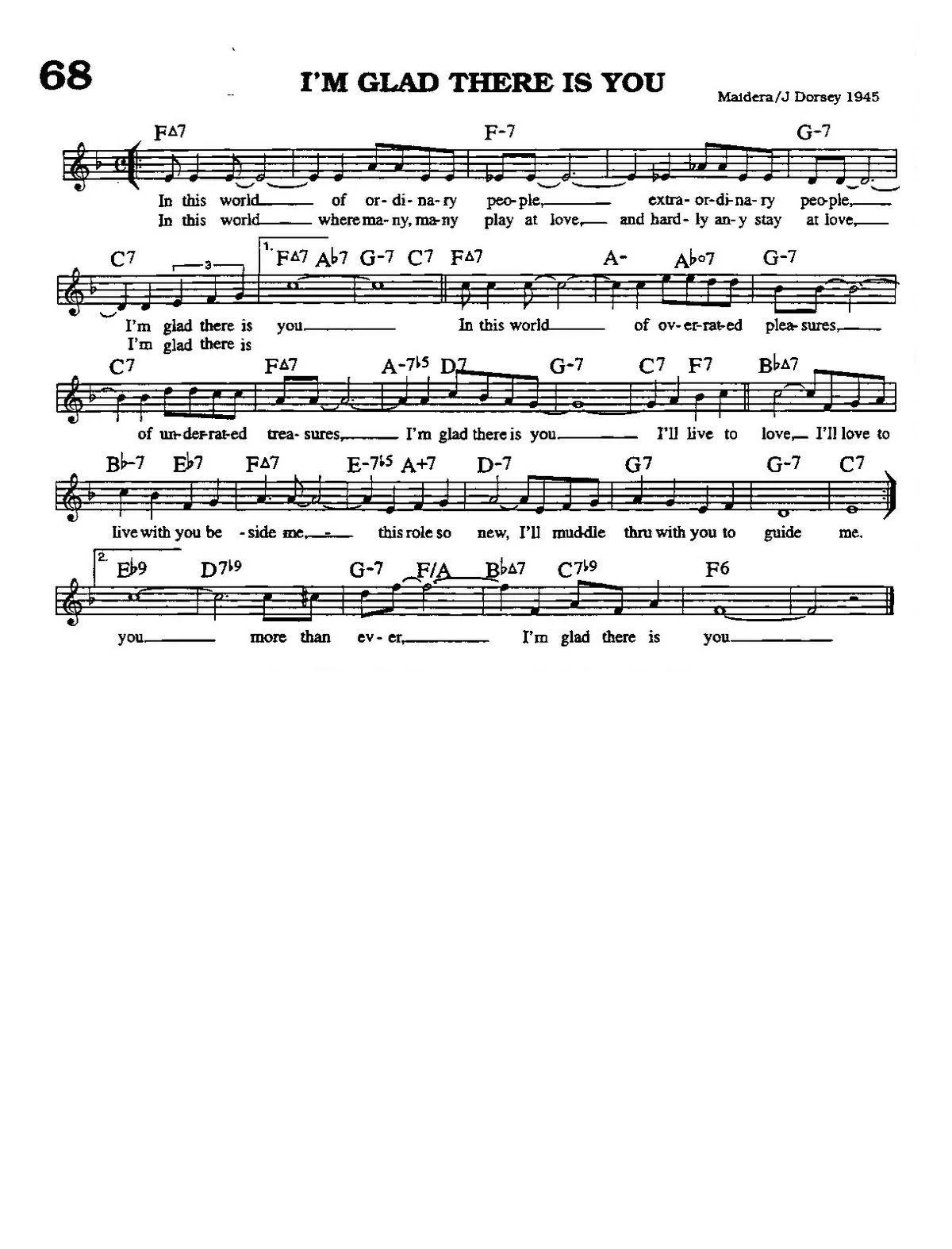 télécharger la partition d'accordéon I'm glad there is you (Chant : Sarah Vaughan) (Slow Blues) au format PDF