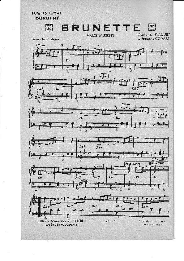 télécharger la partition d'accordéon Brunette (Orchestration) (Valse Musette) au format PDF