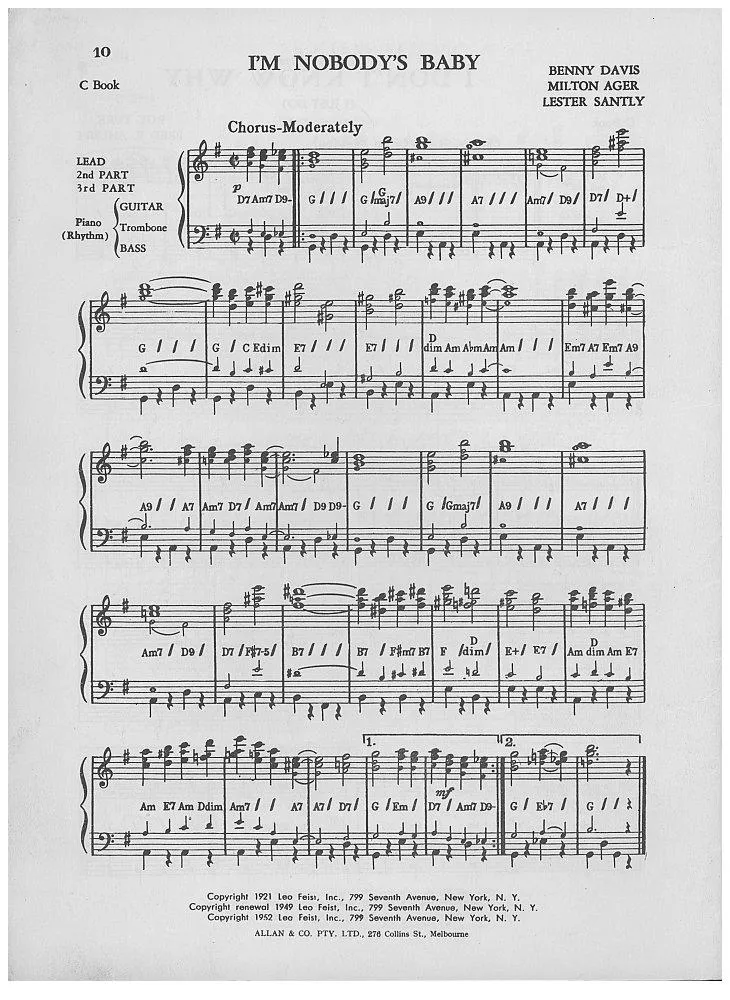 télécharger la partition d'accordéon I'm nobody's baby (Interprètes : Plantation Dance Orchestra) (Fox-Trot) au format PDF