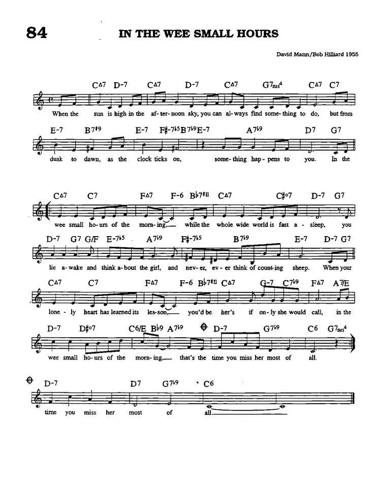 télécharger la partition d'accordéon In the wee small hours (Chant : Frank Sinatra) (Slow) au format PDF