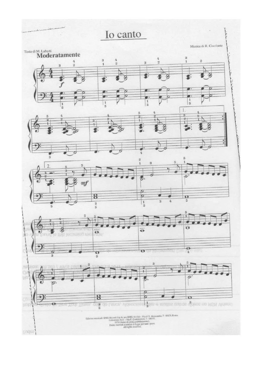 télécharger la partition d'accordéon Io canto (Je chante) (Soul rock) au format PDF