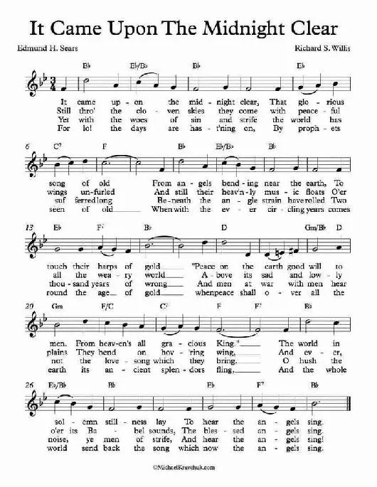 télécharger la partition d'accordéon It came upon the midnight clear (Valse de Noël) au format PDF