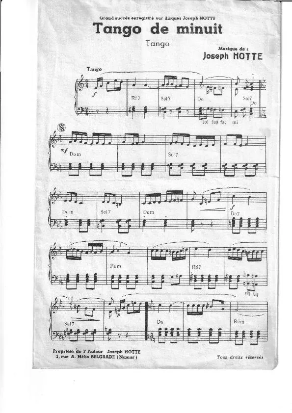 télécharger la partition d'accordéon Tango de minuit au format PDF
