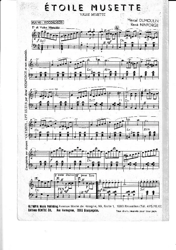 télécharger la partition d'accordéon Etoile Musette (Orchestration) (Valse Musette) au format PDF