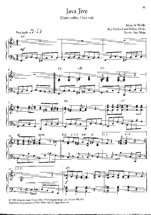 télécharger la partition d'accordéon Java jive (I love coffee I love tea) (Arrangement : Susi Weiss) (Interprètes : The Manhattan transfer) (Swing Madison) au format PDF