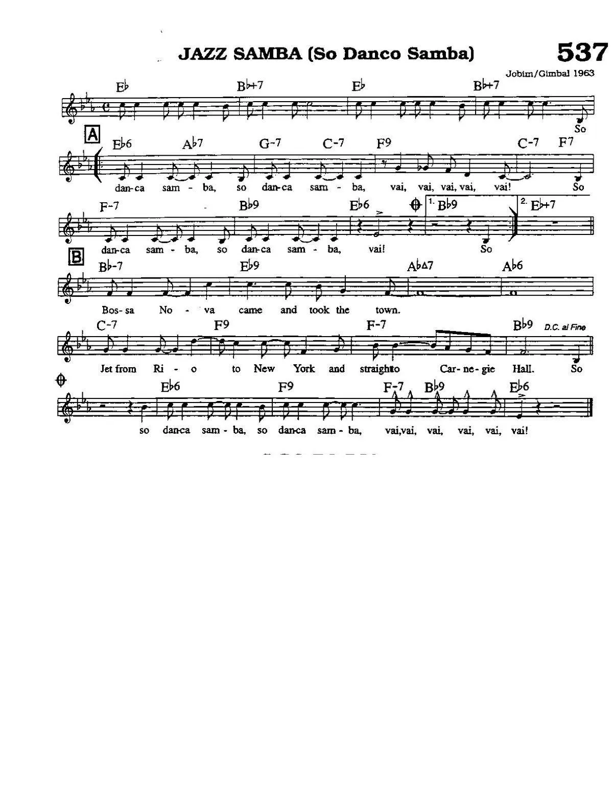 télécharger la partition d'accordéon Jazz samba (So Danco samba) au format PDF
