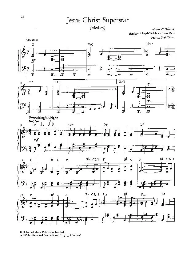 télécharger la partition d'accordéon Jesus Christ Superstar (Medley) (Arrangement : Susi Weiss) au format PDF