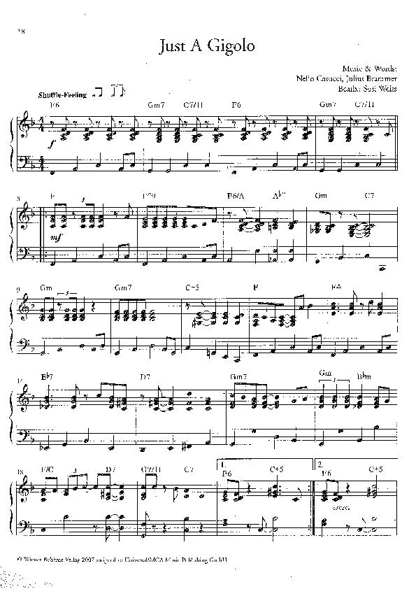 télécharger la partition d'accordéon Just a gigolo (Arrangement : Susi Weiss) (Swing Madison) au format PDF