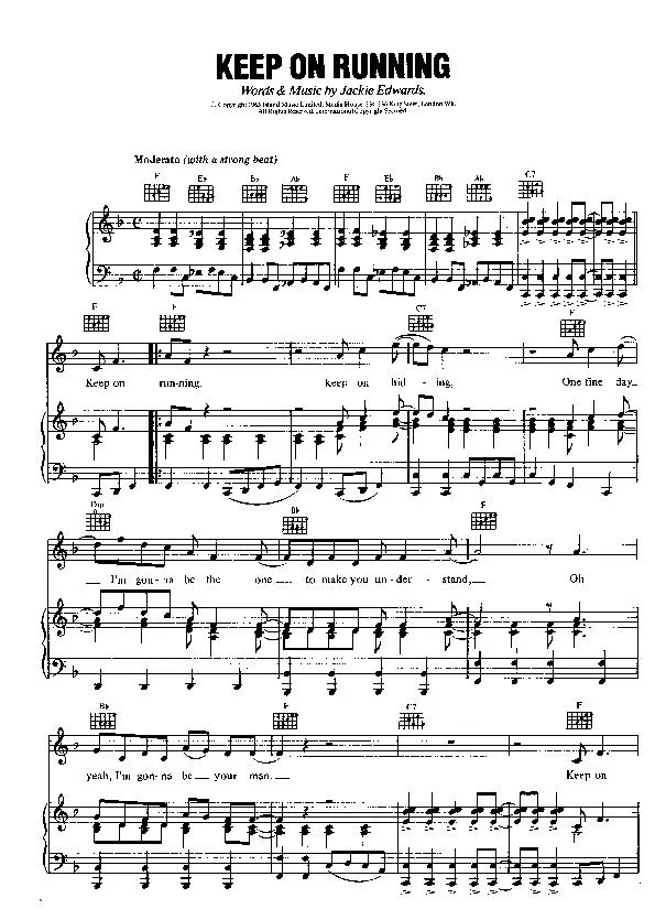 télécharger la partition d'accordéon Keep on running (Reggae) au format PDF
