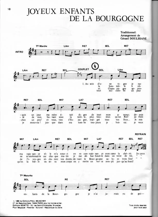 télécharger la partition d'accordéon Joyeux enfants de la Bourgogne (Chant Traditionnel) au format PDF