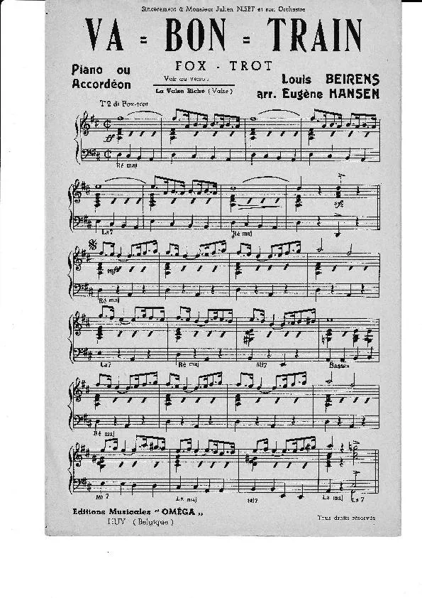 télécharger la partition d'accordéon Va Bon Train (Arrangement : Eugène Hansen) (Fox Trot) au format PDF