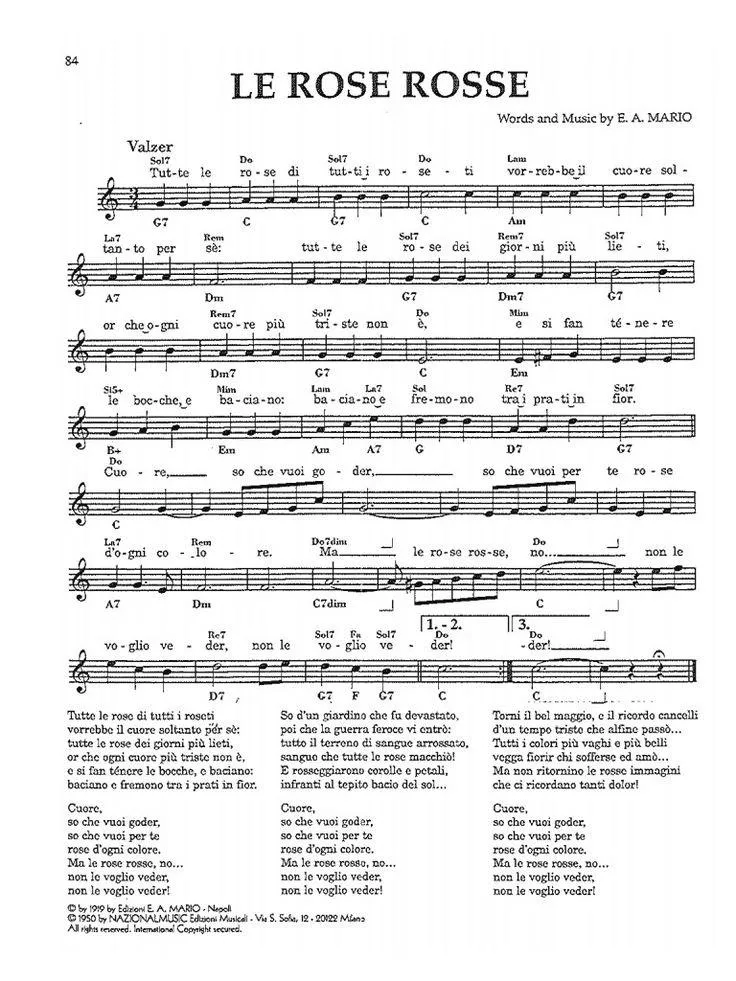 télécharger la partition d'accordéon Le rose rosse (Chant : Carlo Buti) (Valse) au format PDF