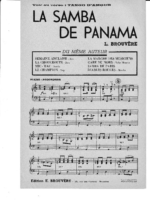 télécharger la partition d'accordéon La samba de Panama au format PDF