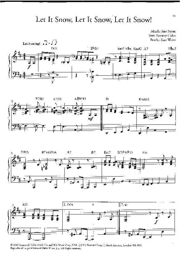 télécharger la partition d'accordéon Let it snow Let it snow Let it snow (Arrangement : Susi Weiss) (Christmas Swing) au format PDF
