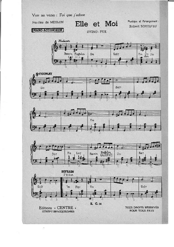 télécharger la partition d'accordéon Elle et Moi (Swing Fox) au format PDF