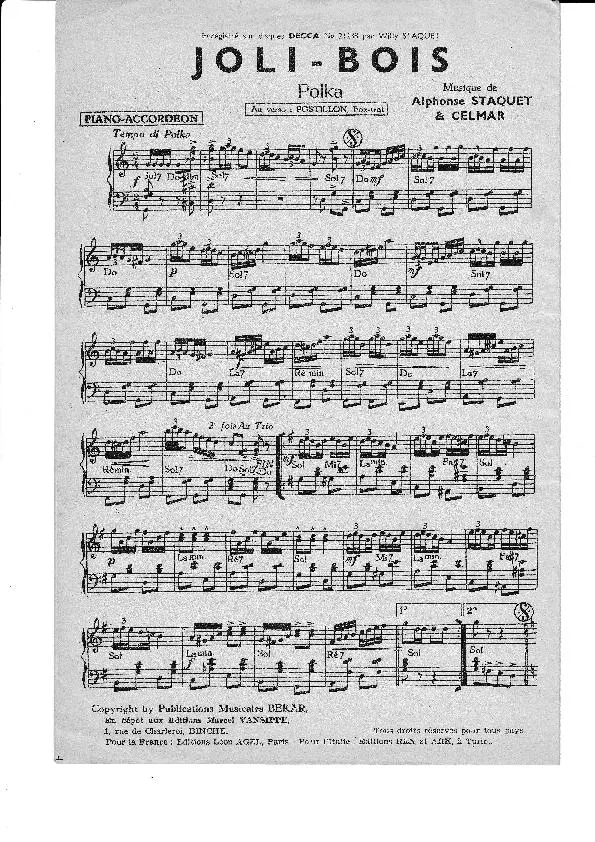 télécharger la partition d'accordéon Joli Bois (Polka) au format PDF