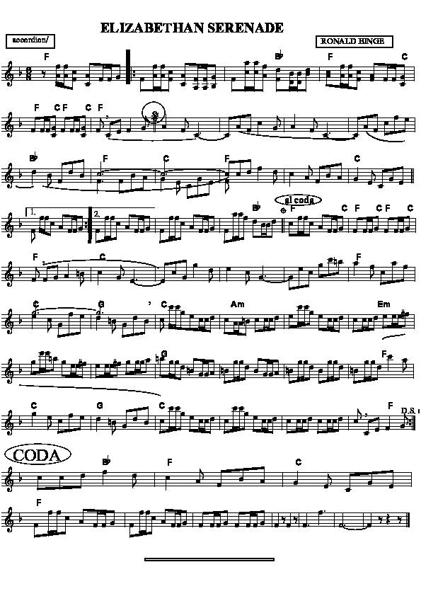 télécharger la partition d'accordéon Elizabethan Serenade au format PDF