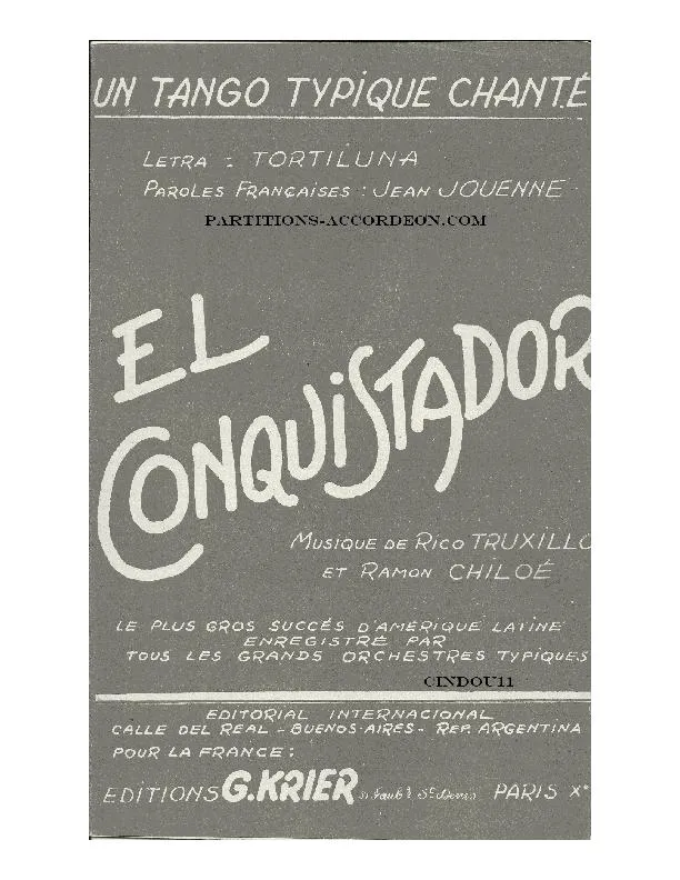 télécharger la partition d'accordéon El Conquistador (Orchestration Complète) (Tango) au format PDF