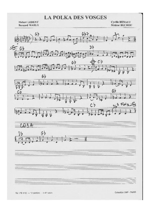 télécharger la partition d'accordéon La polka des Vosges (Partition Manuscrite) au format PDF