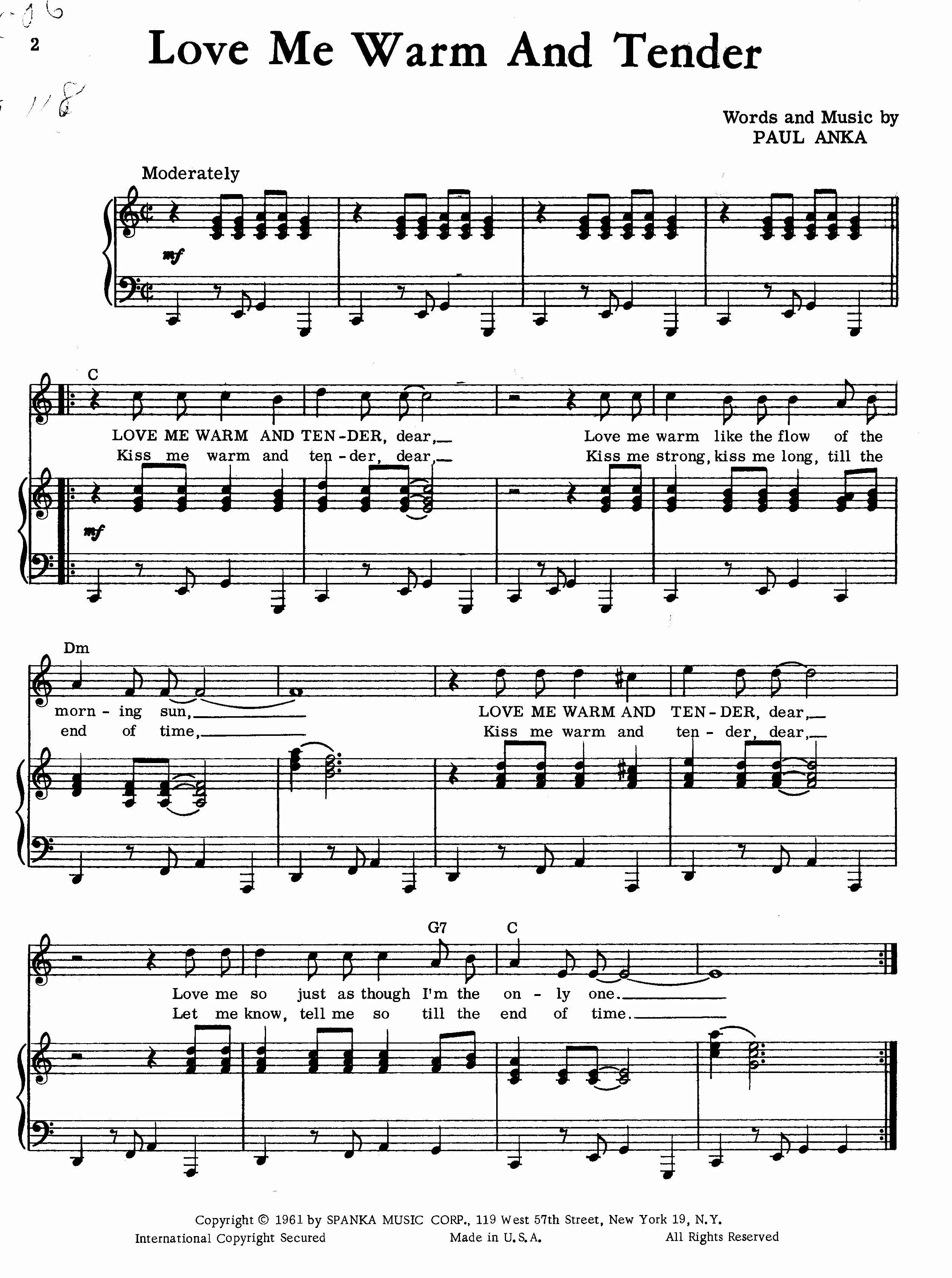 télécharger la partition d'accordéon Love me warm and tender au format PDF