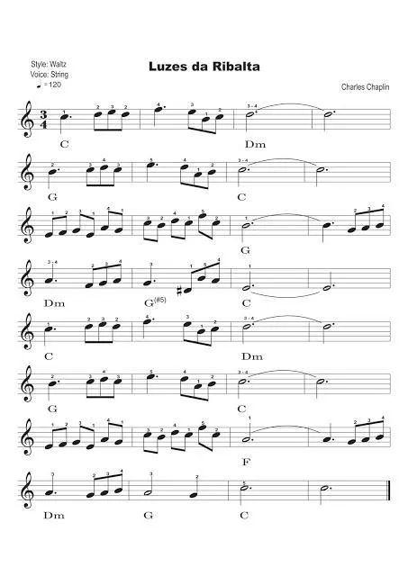 télécharger la partition d'accordéon Luzes da Ribalta (Limelight) (Valse Boston) au format PDF