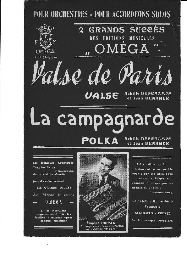 télécharger la partition d'accordéon Valse de Paris (Orchestration) au format PDF