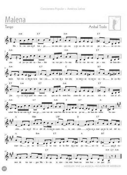 télécharger la partition d'accordéon Malena (Tango) au format PDF
