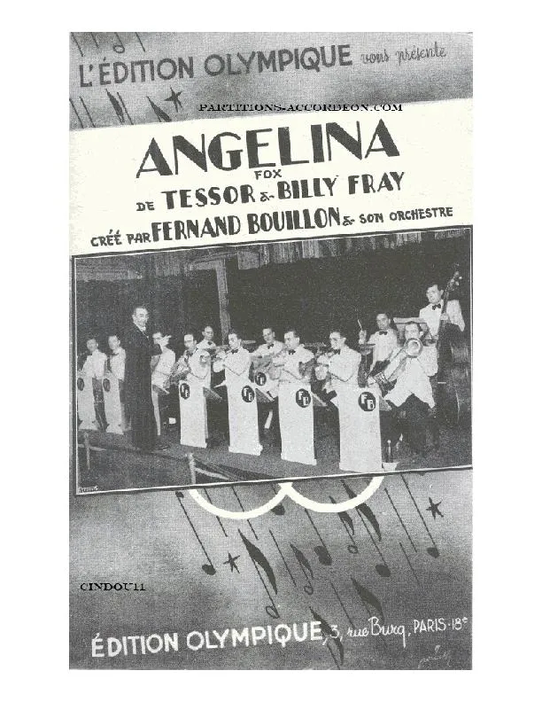 télécharger la partition d'accordéon Angelina (Créé par Fernand Bouillon et son Orchestre) (Orchestration) (Fox) au format PDF