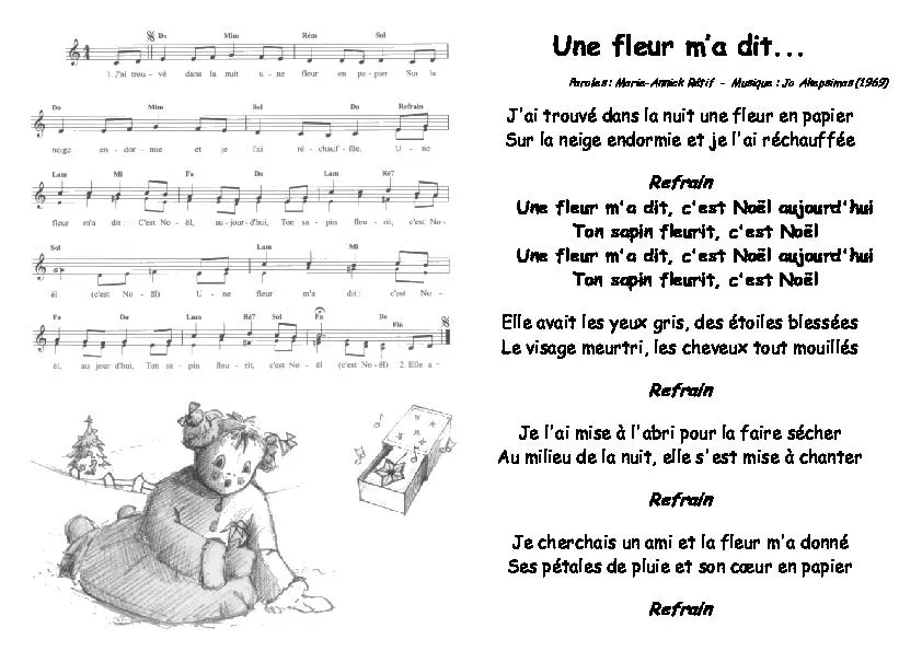 télécharger la partition d'accordéon Une fleur m'a dit (Chant : Mannick) au format PDF