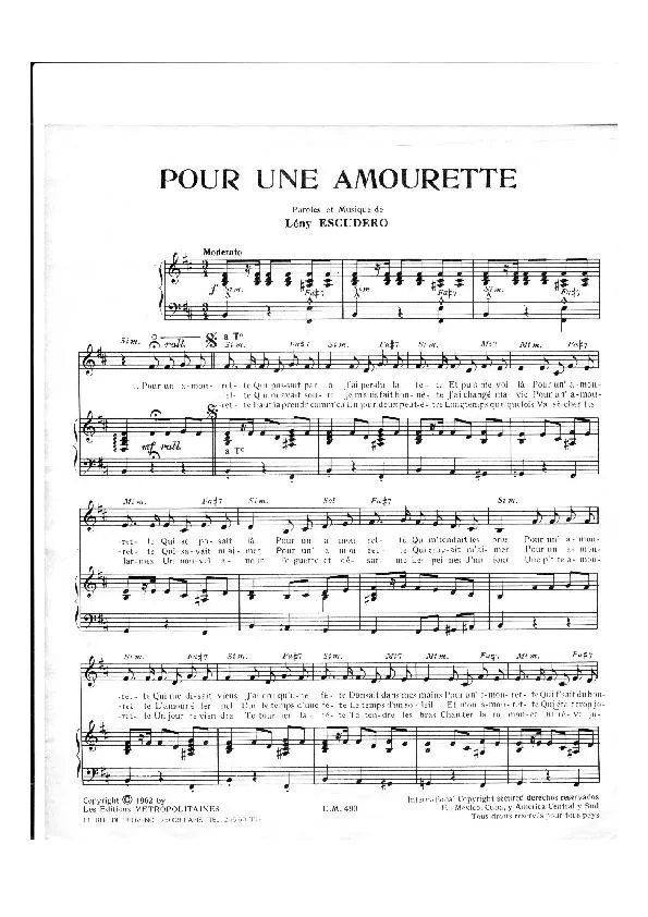 télécharger la partition d'accordéon Pour une amourette au format PDF