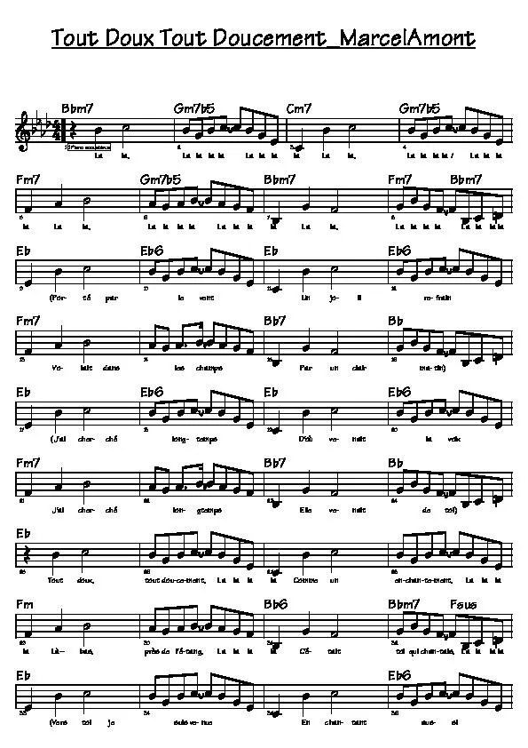 télécharger la partition d'accordéon Tout doux tout doucement (Chant : Marcel Amont) (Relevé) au format PDF