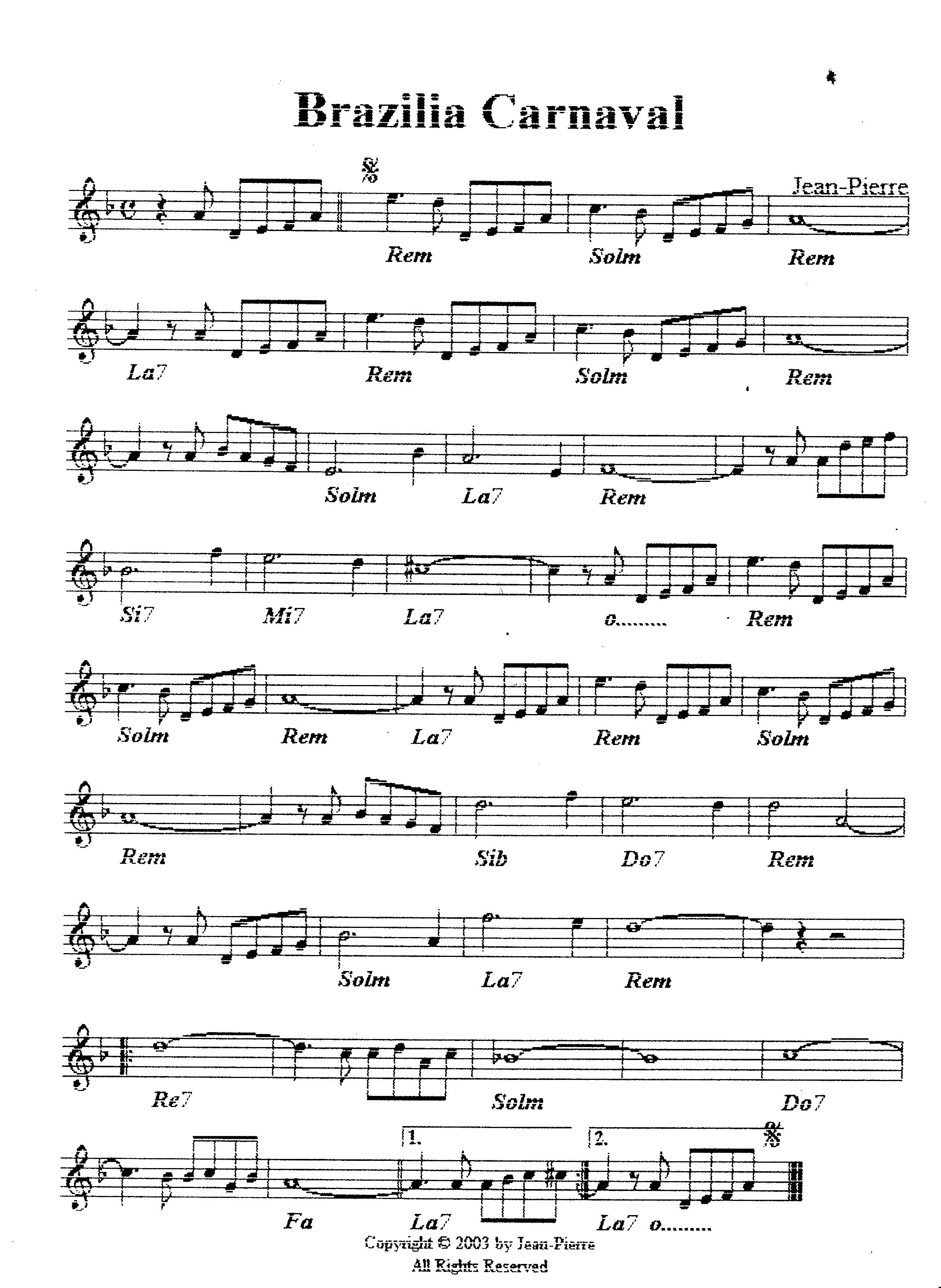 télécharger la partition d'accordéon Brasilia Carnaval (Samba) au format PDF