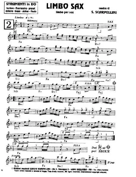 télécharger la partition d'accordéon Limbo sax au format PDF