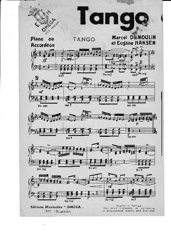 télécharger la partition d'accordéon Tango de Rêve au format PDF