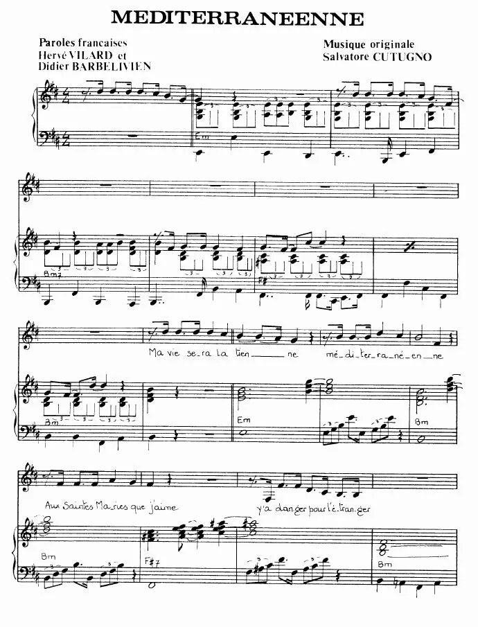 télécharger la partition d'accordéon Méditerranéenne (L'asciatemi cantare) (Swing Madison) au format PDF