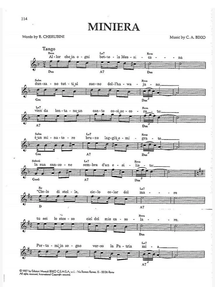 télécharger la partition d'accordéon Miniera (Tango) au format PDF