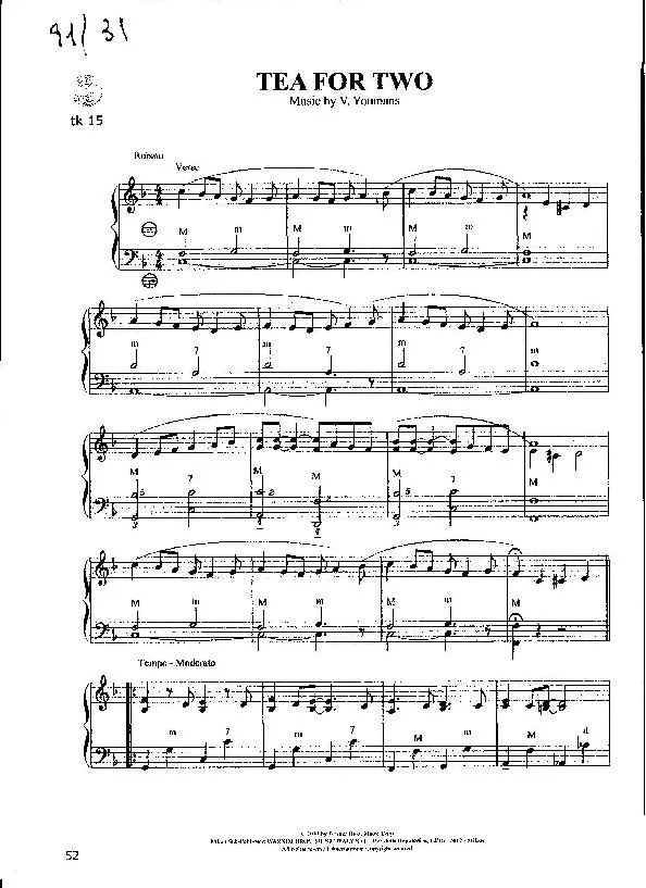 télécharger la partition d'accordéon Tea for Two (Arrangement : Frank Marocco) (Slow Swing) au format PDF