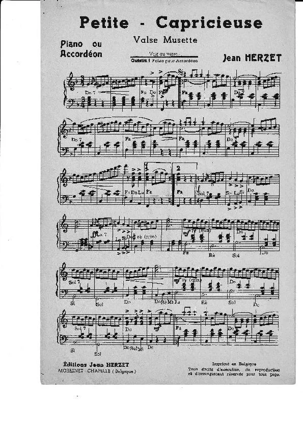 télécharger la partition d'accordéon Petite Capricieuse (Valse Musette) au format PDF