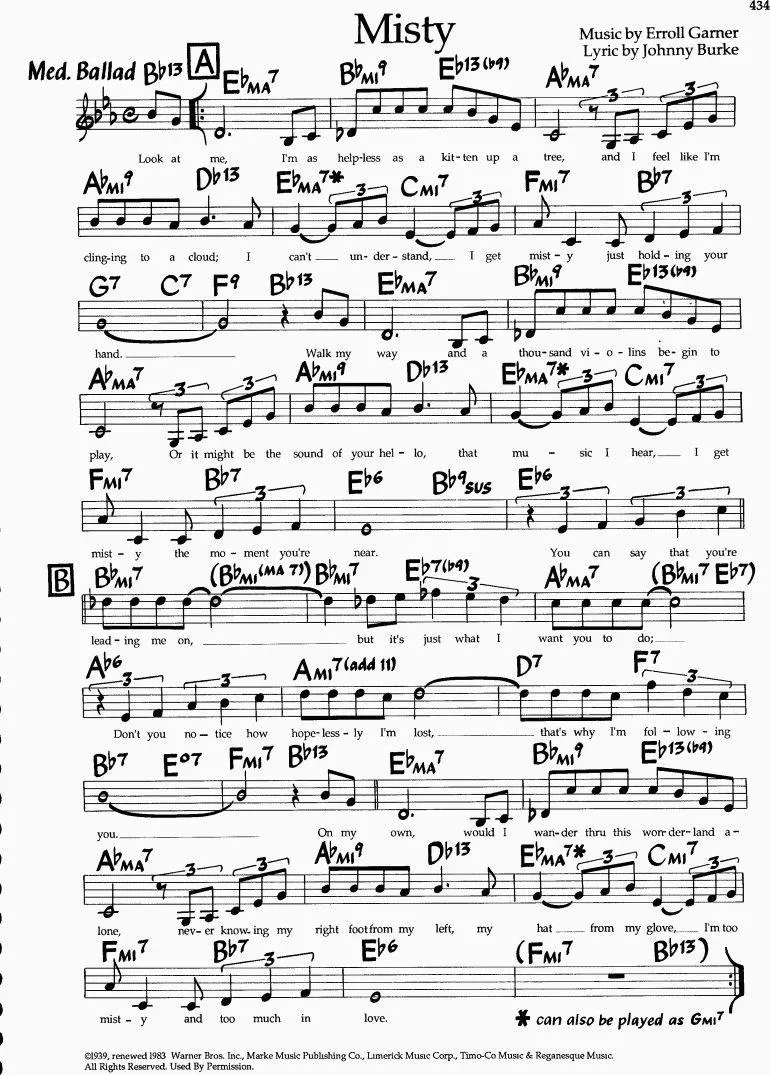 télécharger la partition d'accordéon Misty (Chant : Patsy Cline) (Slow) au format PDF