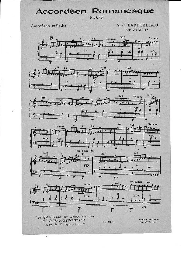 télécharger la partition d'accordéon Accordéon Romanesque (Arrangement : Marcel Camia) (Valse) au format PDF