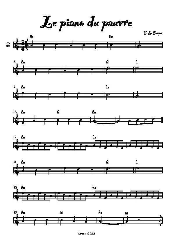 télécharger la partition d'accordéon Le piano du pauvre au format PDF