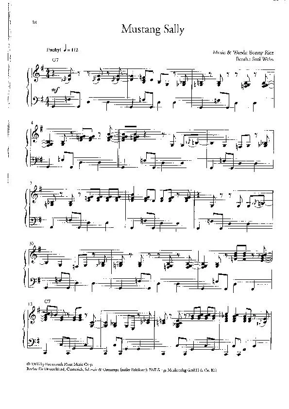 télécharger la partition d'accordéon Mustang Sally (Arrangement : Susi Weiss) (Funk Rock) au format PDF