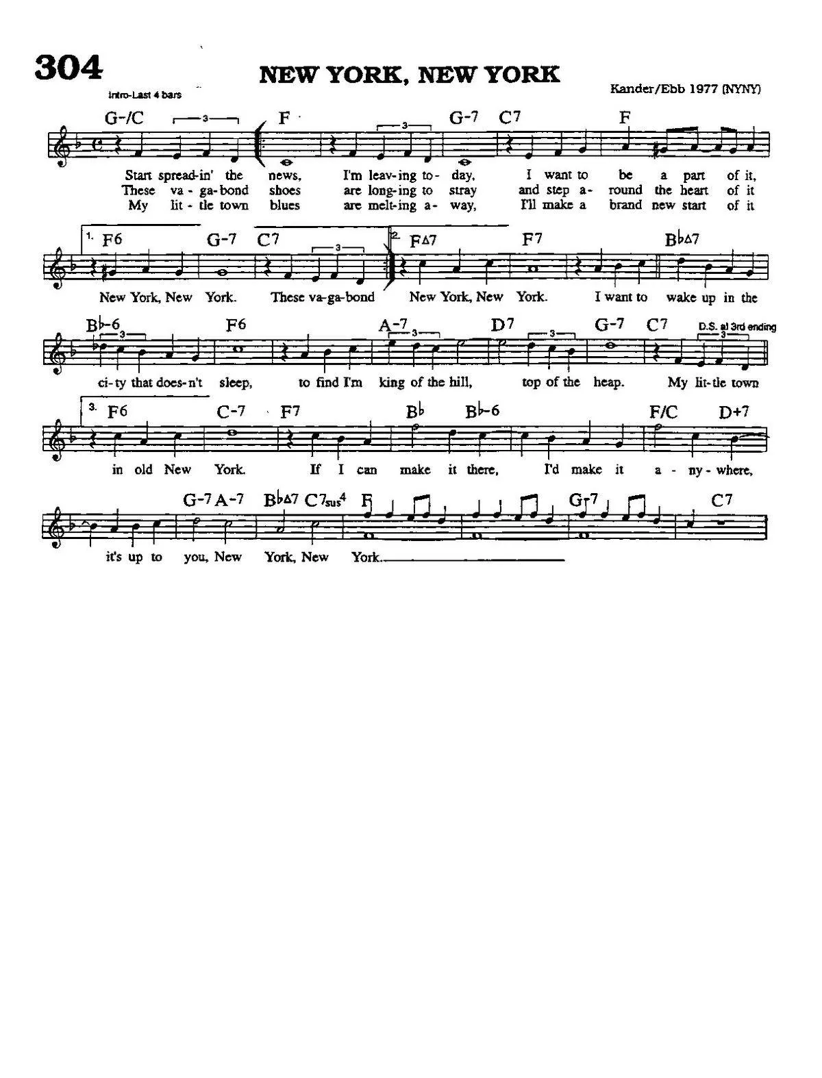 télécharger la partition d'accordéon New York New York (Chant : Frank Sinatra) (Slow Fox-Trot) au format PDF