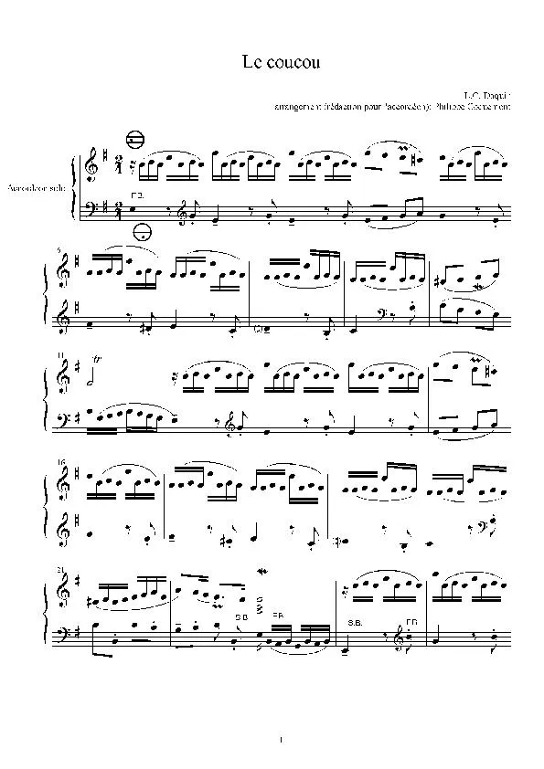 télécharger la partition d'accordéon Le Coucou (Arrangement : Philippe Conquemont) (Accordéon) au format PDF