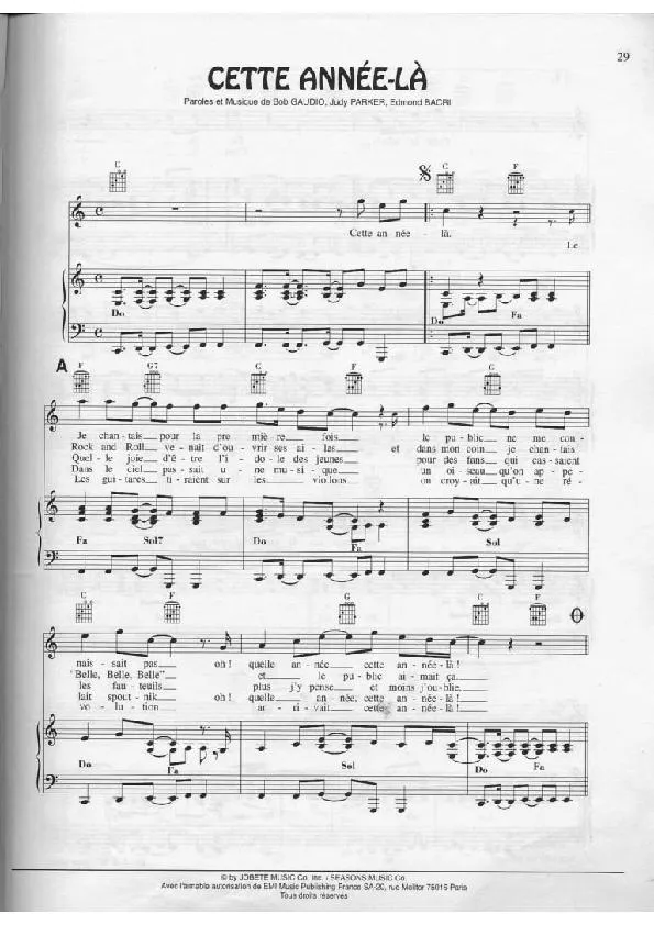 télécharger la partition d'accordéon Cette année-là (Chant : Claude François) (Disco) au format PDF